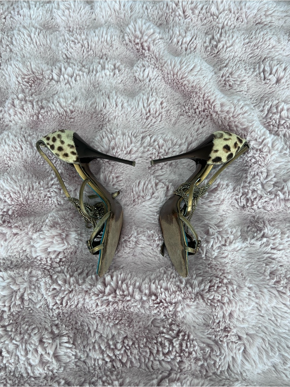Vintage Roberto Cavalli Gold Strappy Heeled Sandals Turquoise soles 💙 

size 38 - Picture 6 of 14